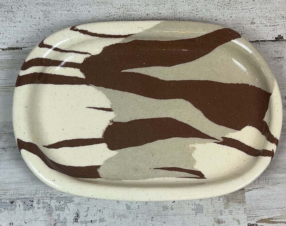Vtg Jürg Lanzrein Swiss Studio Pottery Ceramic Art Platter MCM Signed Abstract